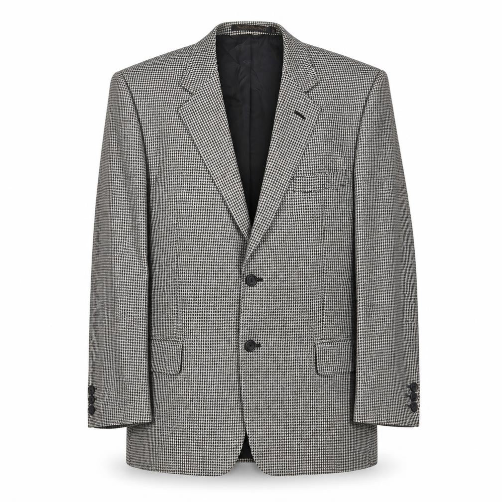 Marks & Spencer Mens Black Houndstooth Wool Jacket Suit Jacket Size 42 Regular
