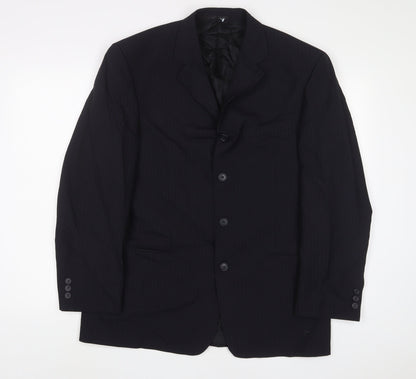 Next Mens Blue Striped Wool Jacket Suit Jacket Size 40 Regular