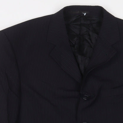 Next Mens Blue Striped Wool Jacket Suit Jacket Size 40 Regular