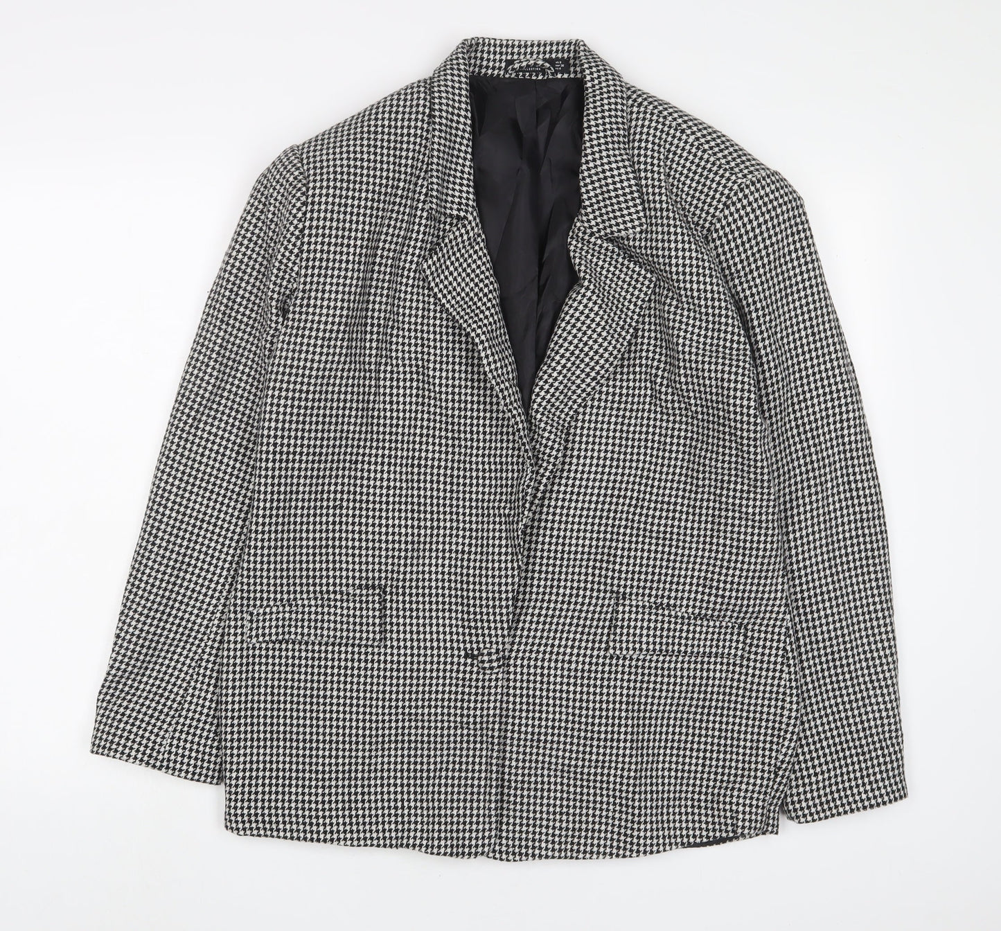 Nasty Gal Womens Black Herringbone Jacket Blazer Size 8 Button