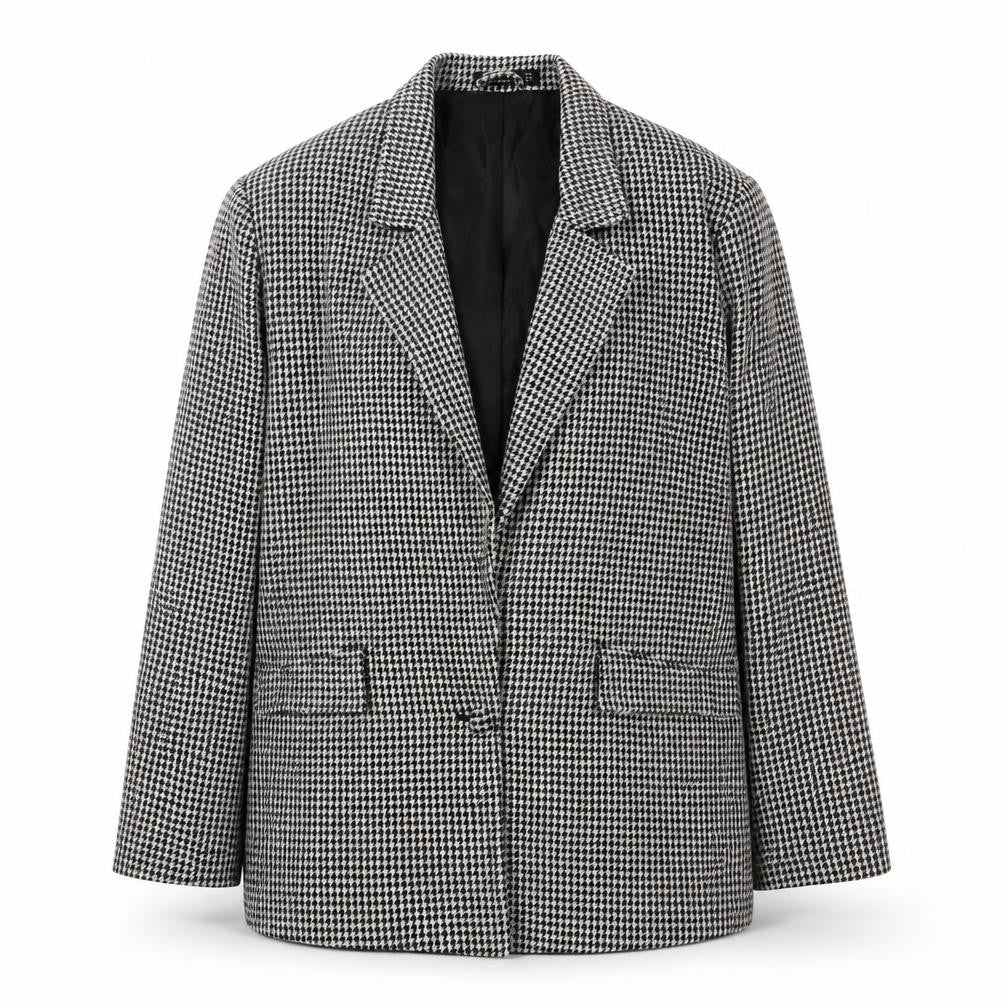 Nasty Gal Womens Black Herringbone Jacket Blazer Size 8 Button