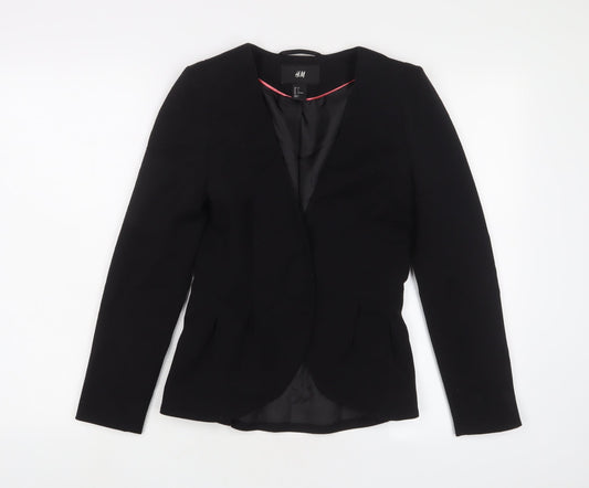 H&M Womens Black Jacket Blazer Size 6 Button - Pleated