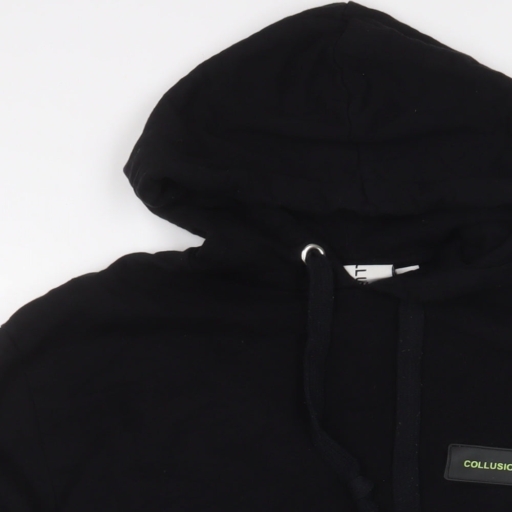 COLLUSION Mens Black Cotton Pullover Hoodie Size S - Logo