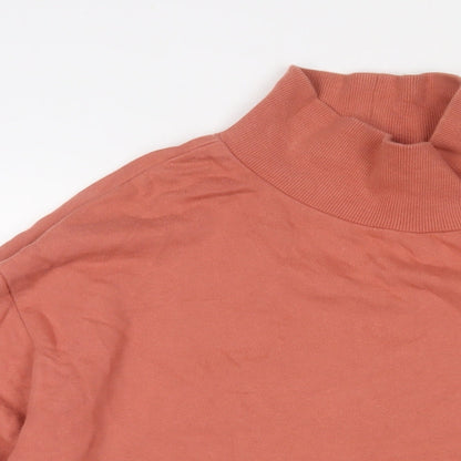 Close-up detail of ASOS women’s pink cotton pullover sweatshirt, size S, pullover