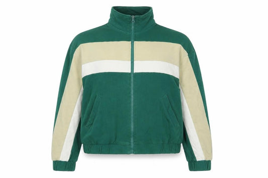 Zara Womens Green Striped Cotton Full Zip Sweatshirt Size M Zip