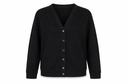 miss chief Womens Black Cotton Pullover Sweatshirt Size M Button