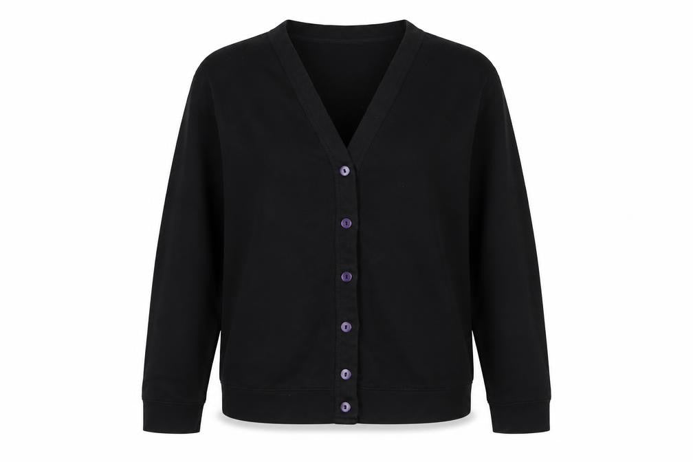 miss chief Womens Black Cotton Pullover Sweatshirt Size M Button