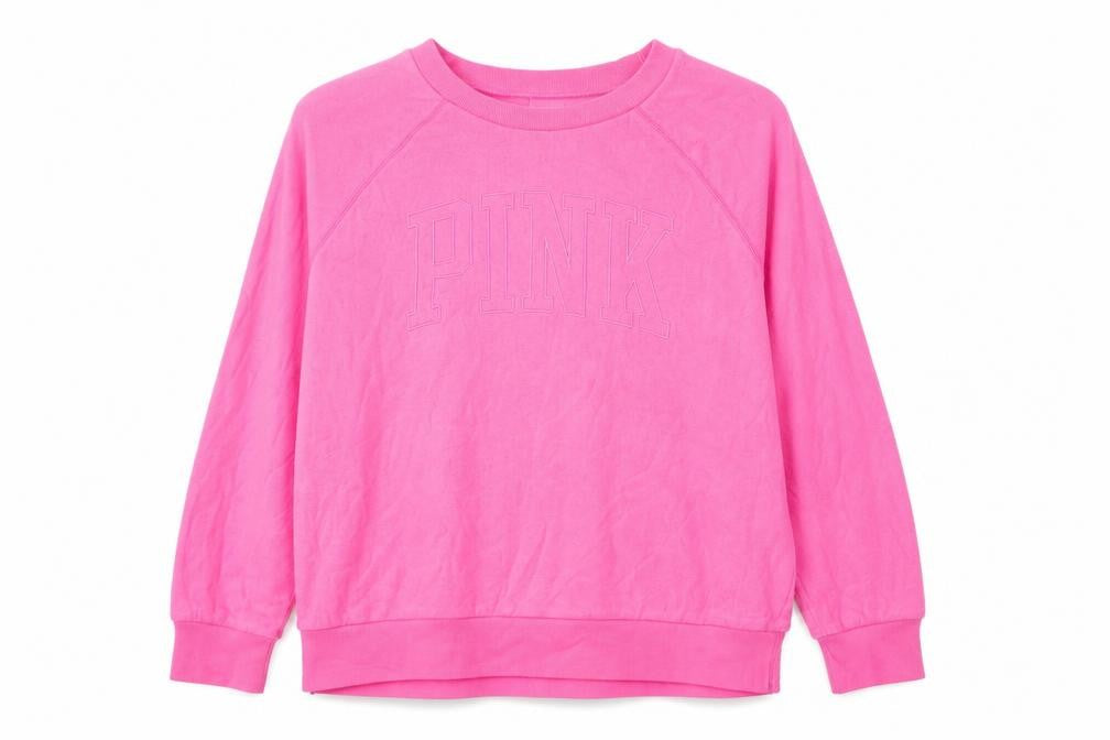PINK Womens Pink Cotton Pullover Sweatshirt Size M Pullover - Logo, Embroidered