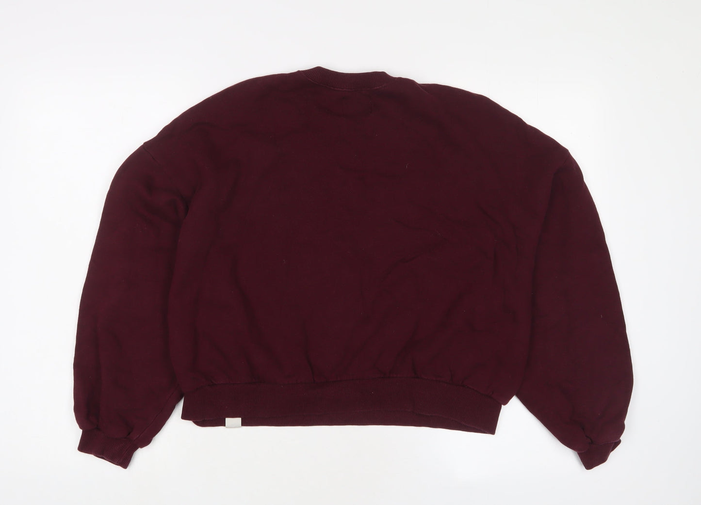Pull&Bear Womens Red Cotton Pullover Sweatshirt Size S Pullover - Embroidered