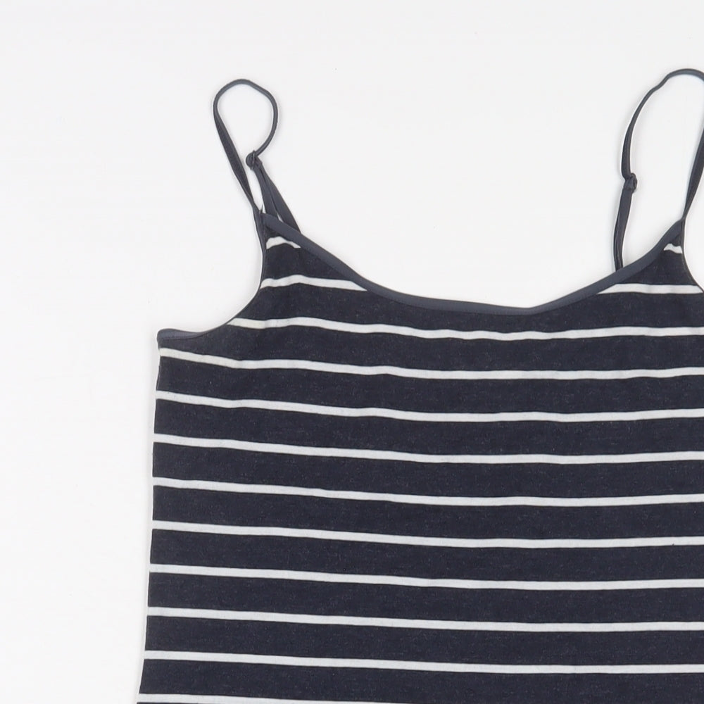 H&M Womens Blue Striped Cotton Camisole Tank Size M V-Neck