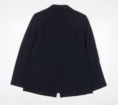 Oasis Womens Blue Striped Jacket Blazer Size 12 Button