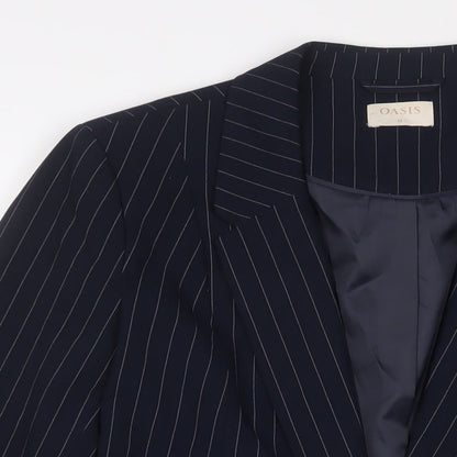 Oasis Womens Blue Striped Jacket Blazer Size 12 Button