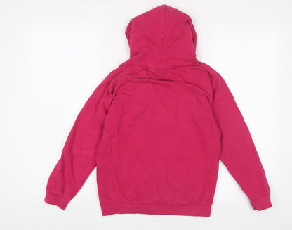 Preloved TIKTOK Girls Pink Cotton Pullover Hoodie Size 9-10 Years Pullover - Back