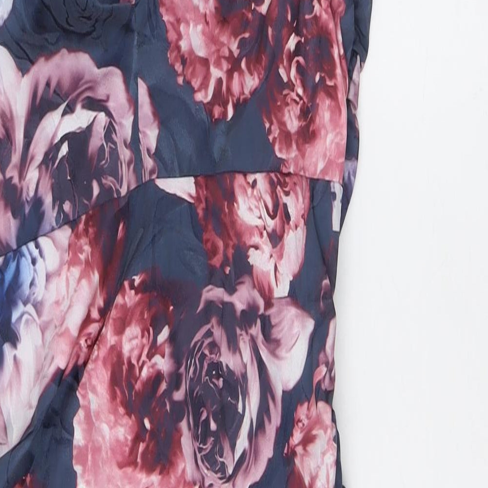 Phase Eight Womens Multicoloured Floral Polyester Pencil Dress Size 12 V-Neck Zip