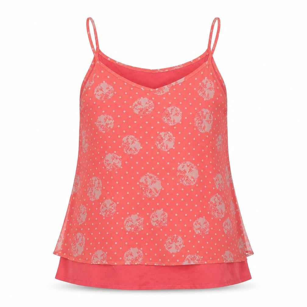 Myrine Womens Pink Polka Dot Polyester Camisole Button-Up Size M V-Neck - Layered