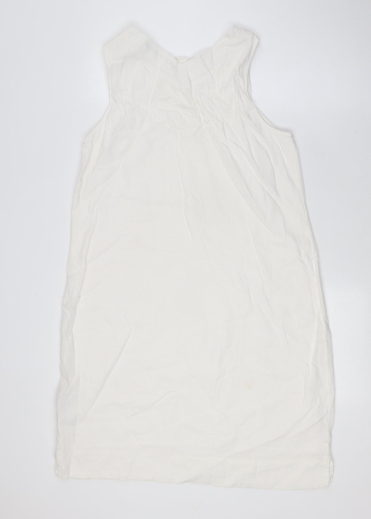 Marks and Spencer Womens Ivory Linen A-Line Size 12 Round Neck
