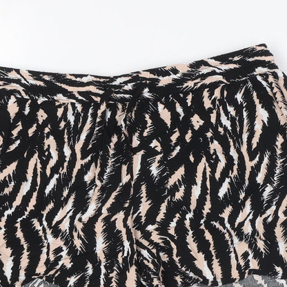 Vero Moda Womens Black Animal Print Vinyl Basic Shorts Size M L3 in Regular Tie