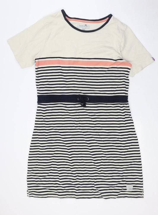 Quba & Co Womens Beige Striped Cotton A-Line Size 18 Round Neck - Nautical