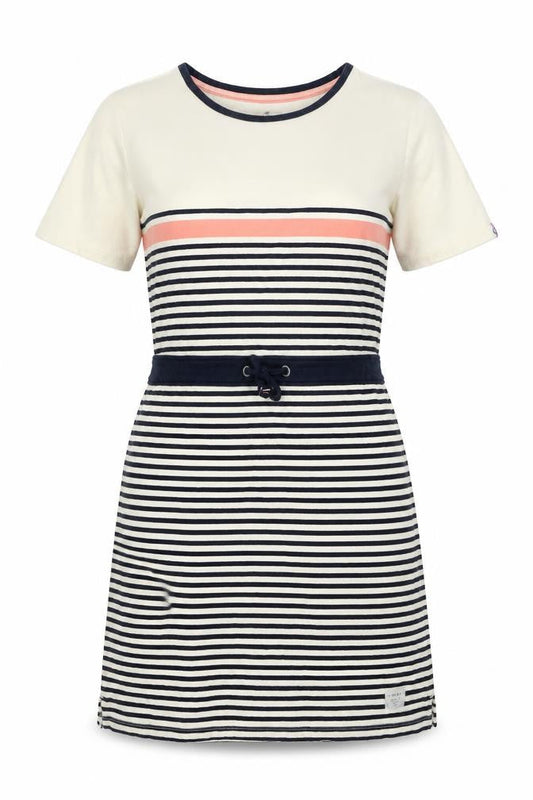 Quba & Co Womens Beige Striped Cotton A-Line Size 18 Round Neck - Nautical