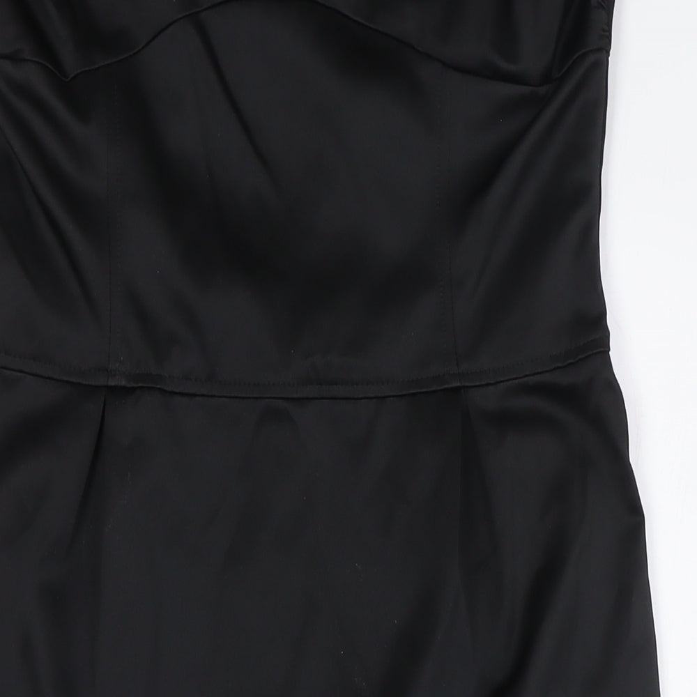 Topshop Womens Black Polyester A-Line Size 12 Off the Shoulder Zip