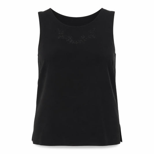 Saab Womens Black Polyester Camisole Button-Up Size L Roll Neck - Embellished Neck