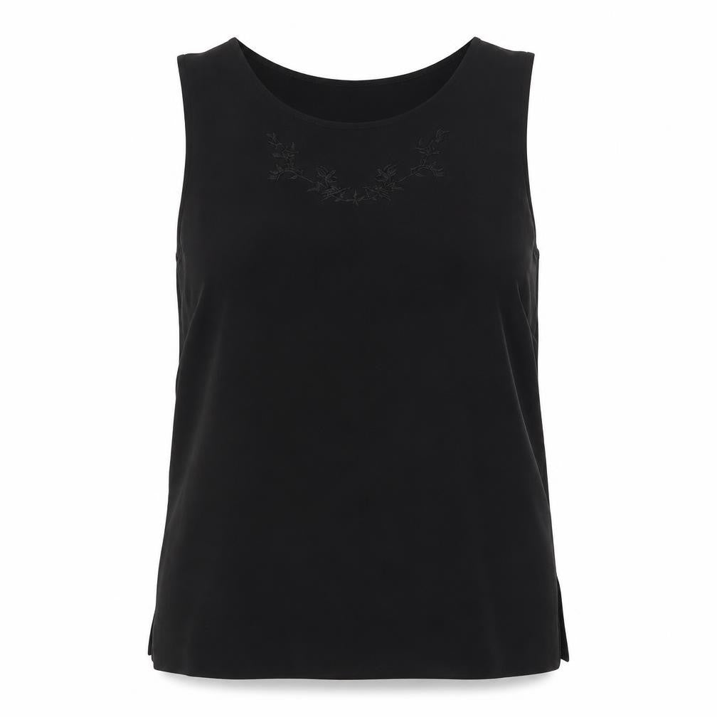 Saab Womens Black Polyester Camisole Button-Up Size L Roll Neck - Embellished Neck