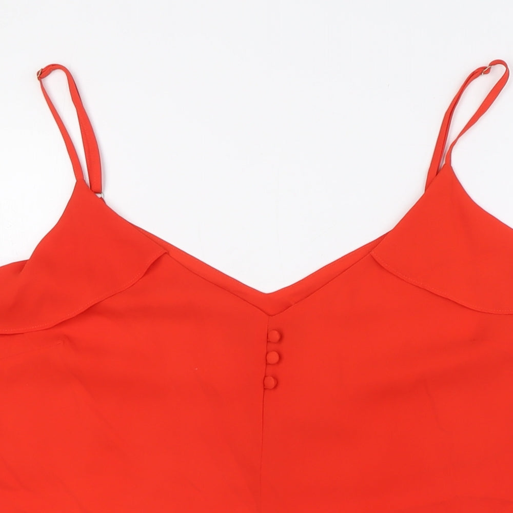 Dorothy Perkins Womens Orange Polyester Camisole Button-Up Size 16 V-Neck - Ruffles
