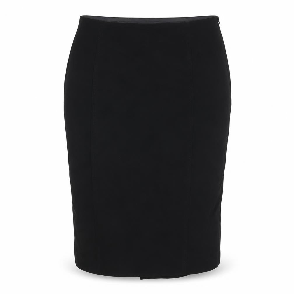 Marks & Spencer Womens Black Acetate Straight & Pencil Skirt Size 14 Zip - Double Vented