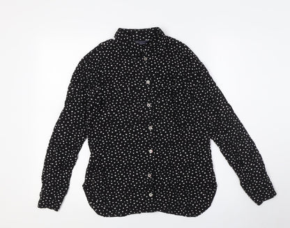 Marks & Spencer Womens Black Viscose Basic Button-Up Size 8 Collared - Pockets