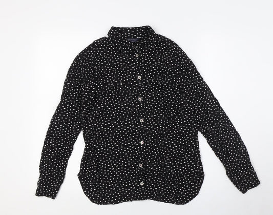 Marks and Spencer Womens Black Viscose Basic Button-Up Size 8 Collared - Pockets