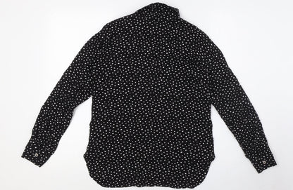 Marks & Spencer Womens Black Viscose Basic Button-Up Size 8 Collared - Pockets