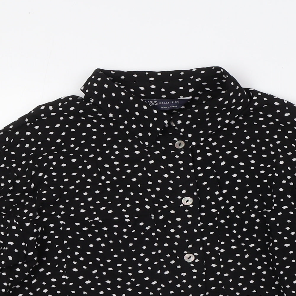 Marks and Spencer Womens Black Viscose Basic Button-Up Size 8 Collared - Pockets