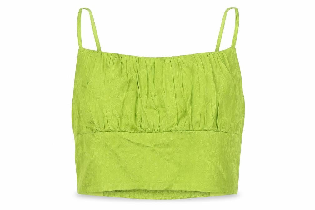 Calliope Womens Green Viscose Cropped Button-Up Size L Square Neck