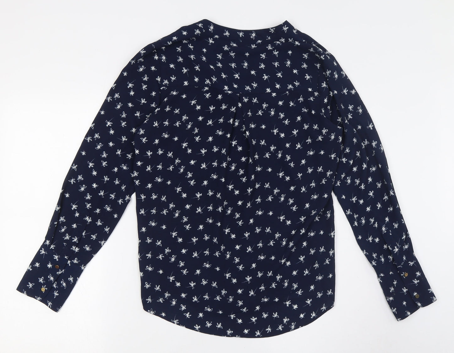 Marks and Spencer Womens Blue Polyester Basic Button-Up Size 10 V-Neck