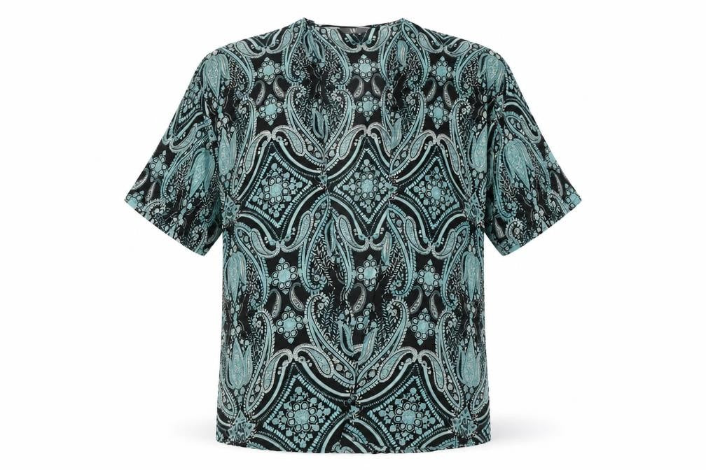 BHS Womens Green Polyester Basic Button-Up Size S V-Neck