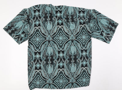 BHS Womens Green Polyester Basic Button-Up Size S V-Neck