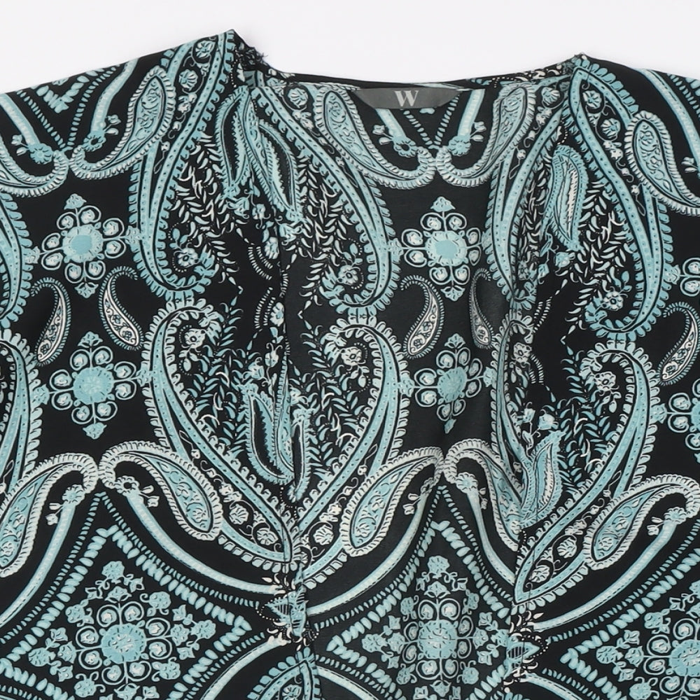 BHS Womens Green Polyester Basic Button-Up Size S V-Neck