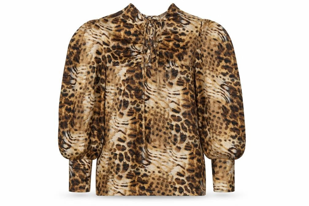 PRETTYLITTLETHING Womens Beige Animal Print Polyester Bodycon Size 6 Off the Shoulder Zip - Tie Up Front