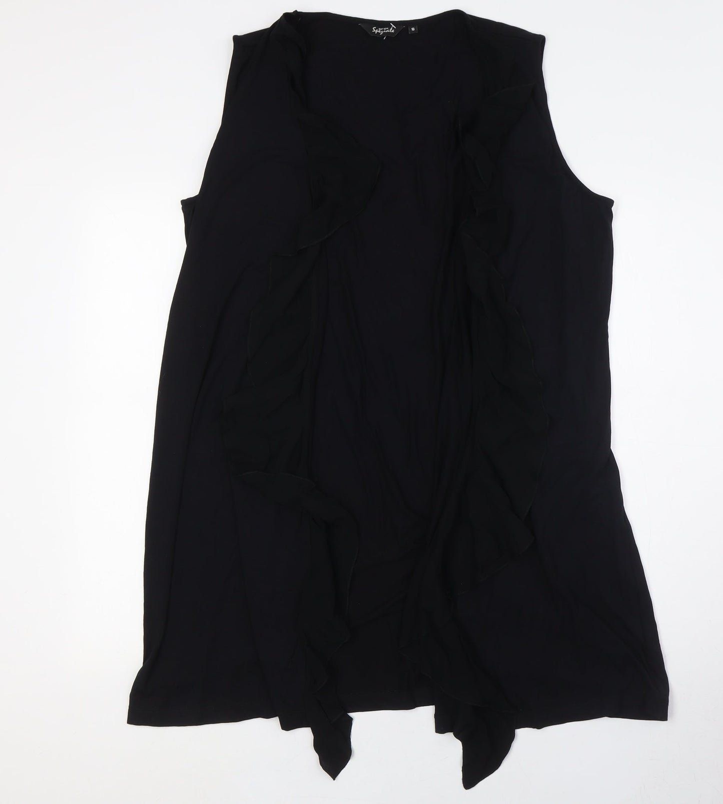 Per Una Womens Black Jacket Waistcoat Size 18 - Ruffle Collar
