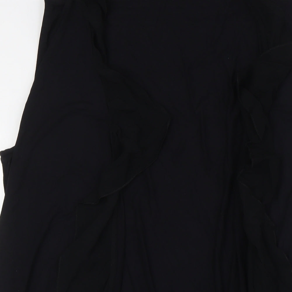 Per Una Womens Black Jacket Waistcoat Size 18 - Ruffle Collar