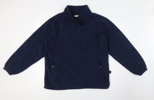 Poppy Womens Blue Polyester Pullover Sweatshirt Size S - Ribbed, Pull Cord Neck