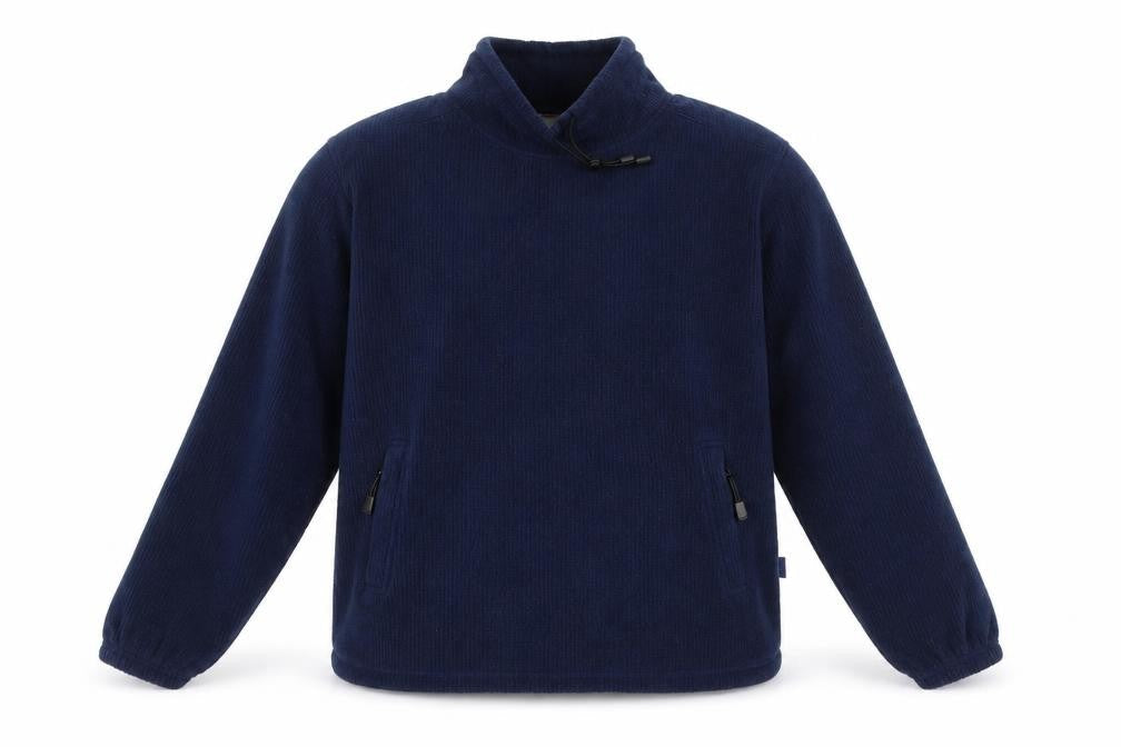 Poppy Womens Blue Polyester Pullover Sweatshirt Size S - Ribbed, Pull Cord Neck