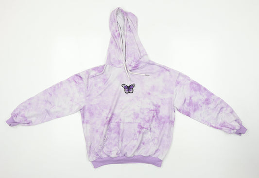 ROMWE Girls Purple Polyester Pullover Hoodie Size XS