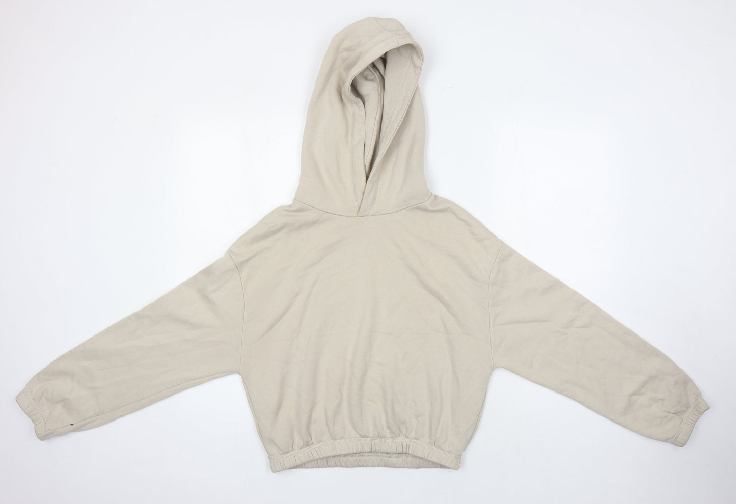 Zara Womens Beige Cotton Pullover Hoodie Size M