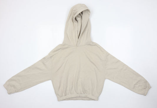 Zara Womens Beige Cotton Pullover Hoodie Size M