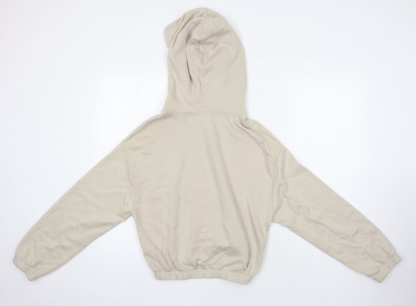 Zara Womens Beige Cotton Pullover Hoodie Size M