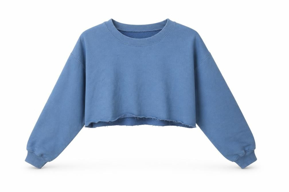 PRETTYLITTLETHING Womens Blue Cotton Pullover Sweatshirt Size S - Cropped