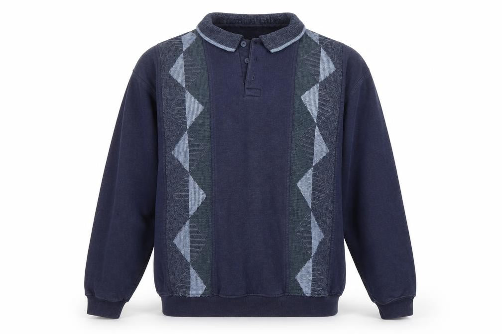St Michael Mens Blue Argyle/Diamond Cotton Pullover Sweatshirt Size XL
