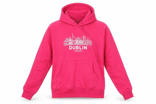 Lady Fit Hood Womens Pink Houndstooth Cotton Pullover Hoodie Size M - Dublin