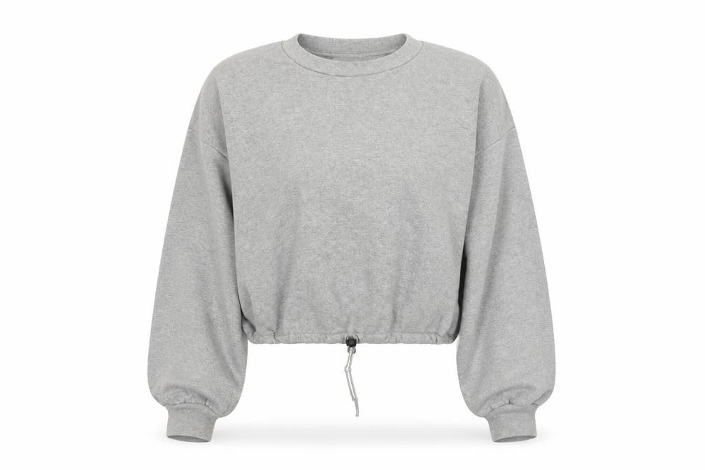 PRETTYLITTLETHING Womens Grey Polyester Pullover Sweatshirt Size 4 - Cropped